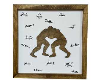 Wrestling Coach Appreciation Gift, Personalized Team Sign (16x16 inch)