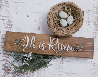 He is Risen | 4x15 inch Wood Sign | Easter Decor | Spring Christian Decor