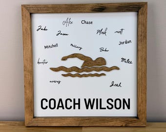 Personalized Swim Coach Appreciation Sign, End of Season Team Gift, Swim Coach Gift