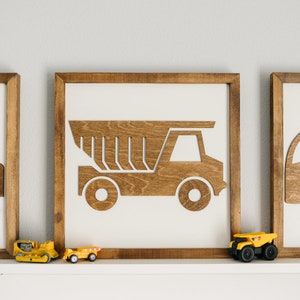 Construction Truck Sign | 14x14 inch | Wood Signs  | Boys Bedroom Decor | Truck Room Decor | Truck Sign | Construction Room Decor | Crane