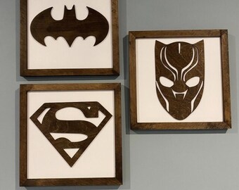 Super Hero Wall Art, Superhero Sign, Playroom Decor, Nursery Decor, Superhero Nursery, Kids Bedroom Decor, Superhero Decor