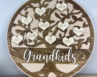 Family Tree Grandchildren, Family Gift, Engraved Family Tree Sign, Family Tree Sign, Family Tree Grandchildren Roots