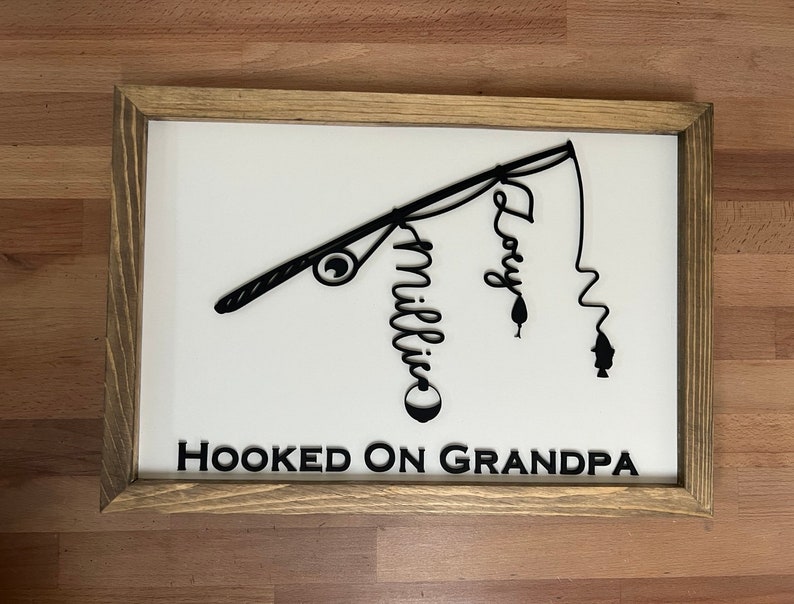 Hooked on Grandpa Sign Gift for Outdoor Grandpa Etsy
