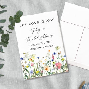 Wildflower Seed Packets for Bridal Shower or Wedding Favors, Let Love Grow, Customized Personalized Favors for Guests, Flower Seed Envelopes