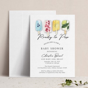 Ready to Pop Baby Shower Invitation, Couples Backyard Gender Reveal Invitation, Gender Neutral BBQ Shower Invitation, Popsicle Shower Invite