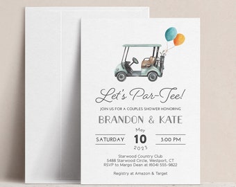 Let's Par-Tee! Golf Bridal Shower Invitation, Country Club Driving Range Couples Shower Invite, Co-Ed Round of Golf Engagement Party