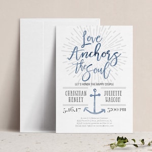 Nautical Couples Shower Invitation, Love Anchors the Soul Invitation, Nautical Engagement Party Invitation, Couples Wedding Shower Invite