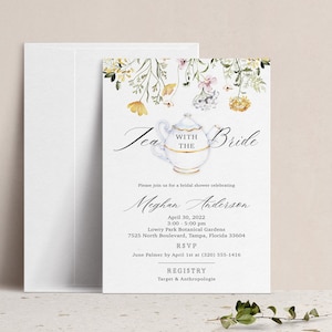 Tea with the Bride Bridal Shower Invitation, Lavender Wildflower Couples Wedding Shower Invite, Engagement Party, Rehearsal Dinner, Cheers