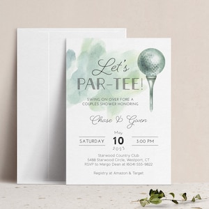 Let's Par-Tee! Golf Bridal Shower Invitation, Country Club Driving Range Couples Shower Invite, Co-Ed Round of Golf Engagement Party