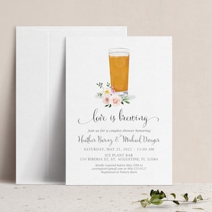 Love is Brewing Bridal Shower Invitation, Champagne and Beer Lager Glass Brews Before I Do Invite, Cheers Cocktail Wedding Rehearsal Dinner