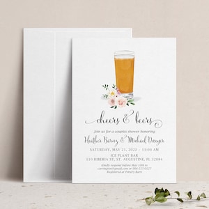 Cheers & Beers Cocktail Bridal Shower Invitation, Happy Hour Couples Wedding Shower Invite, Brewery Rehearsal Dinner, Engagement Party