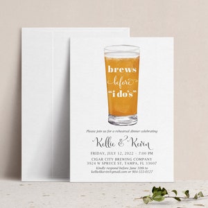 Brews Before I'Do's Rehearsal Dinner Invitation, Beer Glass Brewery Wedding Rehearsal, Bridal Shower, Couples Shower, Bachelorette Party