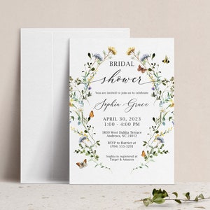 Wildflower Floral Bridal Shower Invitation, Couples Wedding Shower Invite, Digital Printable Brunch with the Bride, Botanical Dinner Party