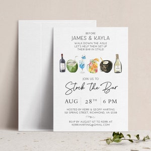 Stock the Bar Couples Wedding Shower Invitation, Fill the Bar Rehearsal Dinner Invite, Bar Wedding Shower for Bride and Groom, Co-Ed Shower