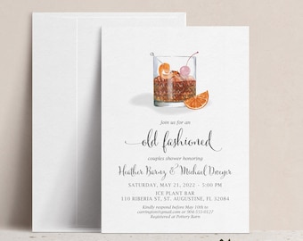 Old Fashioned Couples Bridal Shower Invitation, Cocktail Party Wedding Shower, Birthday Party, Rehearsal Dinner, Bourbon Tasting Shindig