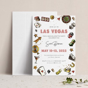 Las Vegas Nevada Destination Bachelorette Party Invite, Casino Game Night Bridal Shower Invitation, Last Fling Before the Ring, Cocktails