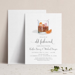 Old Fashioned Couples Bridal Shower Invitation, Cocktail Party Wedding Shower, Birthday Party, Rehearsal Dinner, Bourbon Tasting Shindig