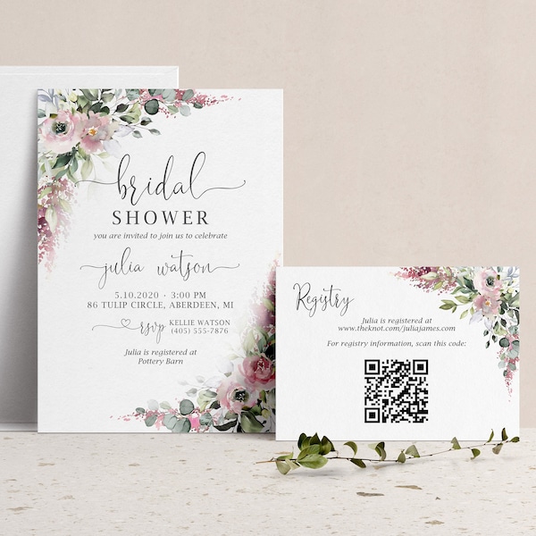 Bridal Shower Invitation With Qr Code Etsy