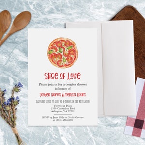 Pizza Party Couples Shower Invitation, A Slice of Love Couples Shower Invitation, Pizza Rehearsal Dinner, Baby Shower, Birthday Party
