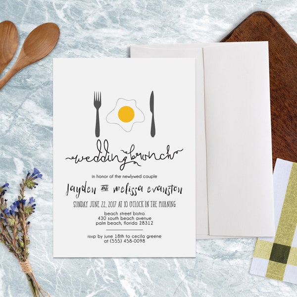 Wedding Brunch Invitation, Wedding Breakfast Invitation, Newlywed Brunch Invitation, Bridesmaid Brunch Invitation, Digital Brunch Invitation