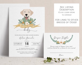 Every Dog Needs a Baby with Diaper Raffle Card, Labrador Retriever Dog Baby Shower Invitation, Sprinkle Invite, My Humans are Having a Baby