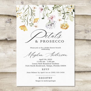 Petals & Prosecco Bridal Shower Invitation with Recipe Card and Insert Card, Greenery Floral Wedding Shower Invite, Botanical Garden Kitchen image 6