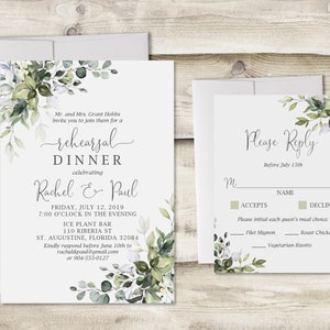Greenery Rehearsal Dinner Invitation with RSVP Card, Digital Rehearsal Dinner Invite, Floral Rehearsal Dinner, Rustic Wedding Rehearsal