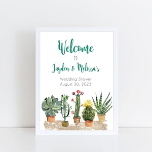 Printed Welcome Card Stock Sign for Bridal Shower (FRAME NOT INCLUDED), Fiesta Taco Mexico Mexican Wedding Signage, Cactus Rehearsal Dinner