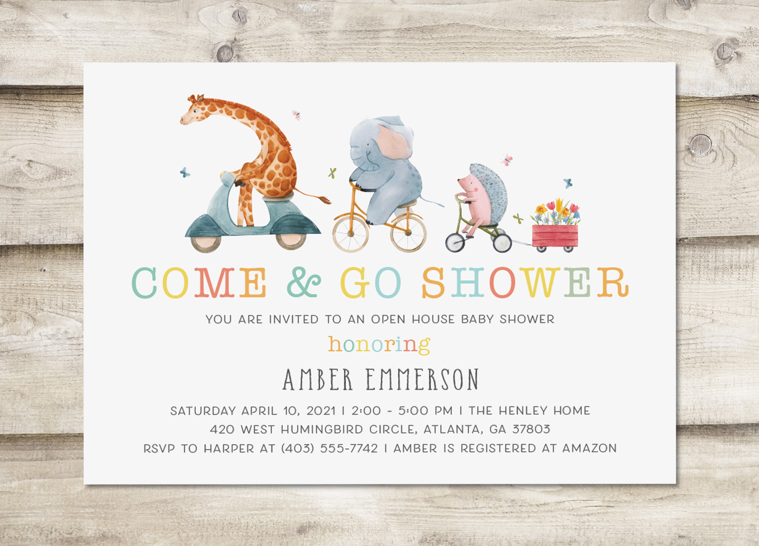 Animals Parade Come and Go Baby Shower Invitation with Book Etsy.de
