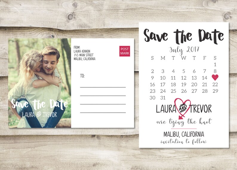 Calendar Save The Date Postcard, Postcard Save the Date, Wedding Save the Date Postcards, Wedding Invitation Postcards, Photo Save the Dates image 2