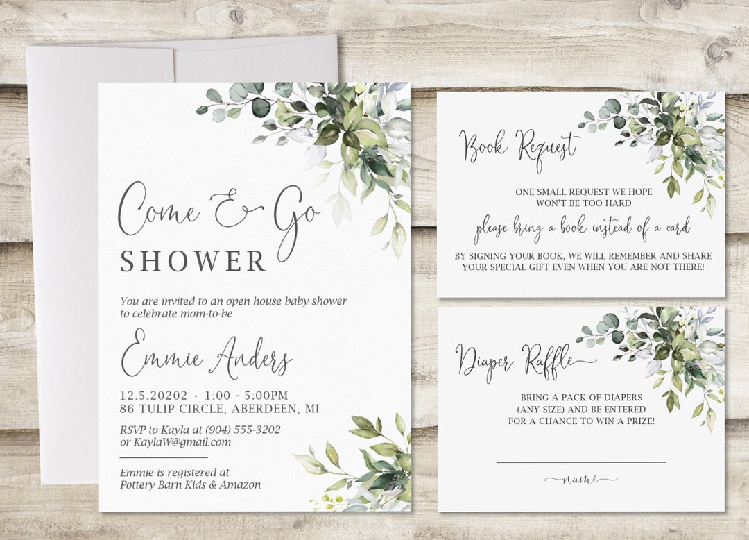 Come and Go Baby Shower Invitation With Book Instead of Card and Diaper