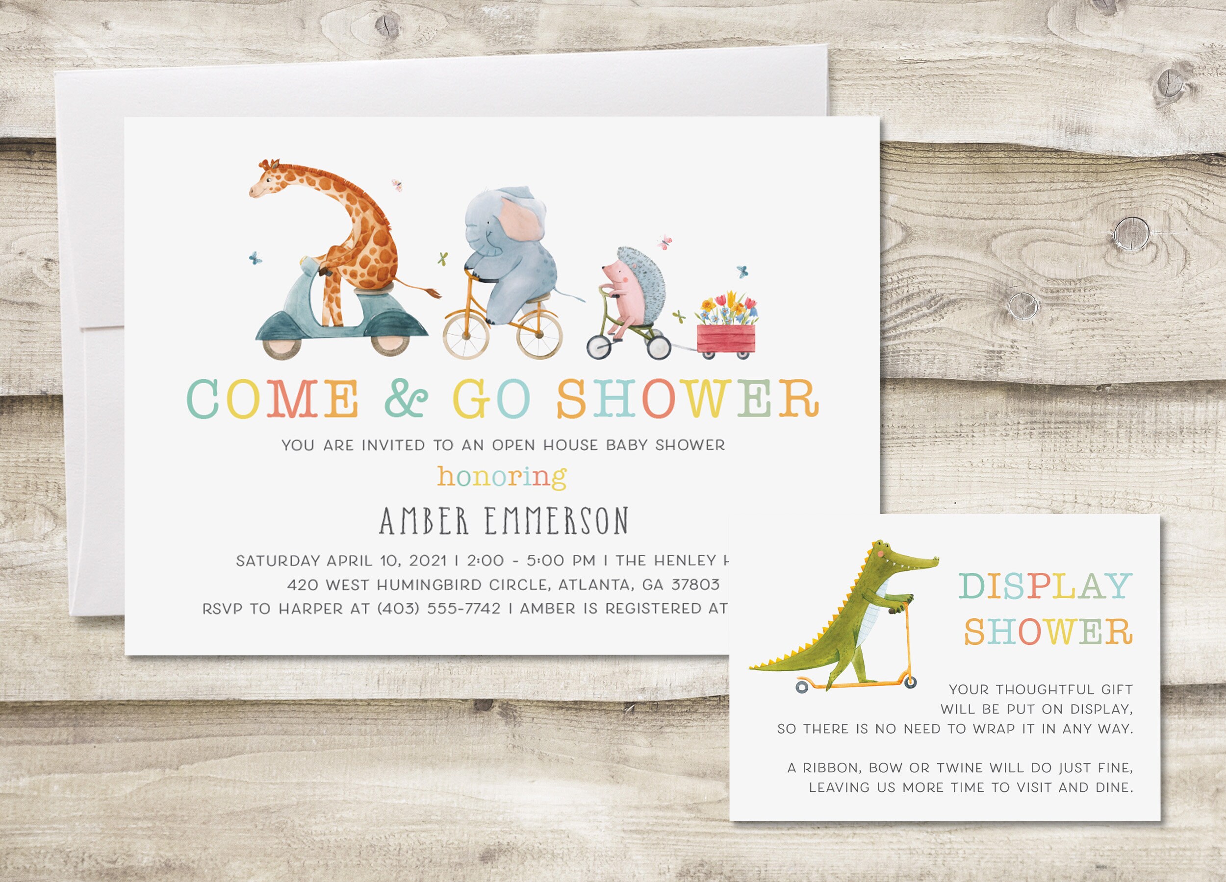 Animal Parade Drive by Come and Go Baby Shower Invitation With Etsy UK