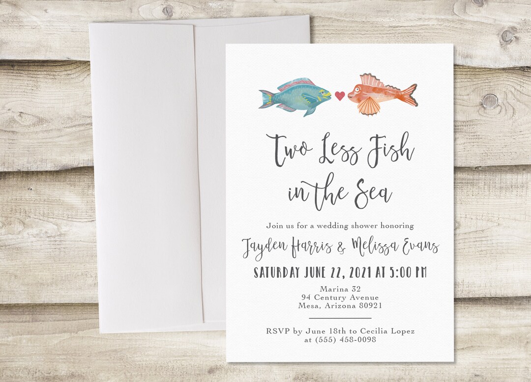Two Less Fish in the Sea Bridal Shower Invitation, Fishing Shower