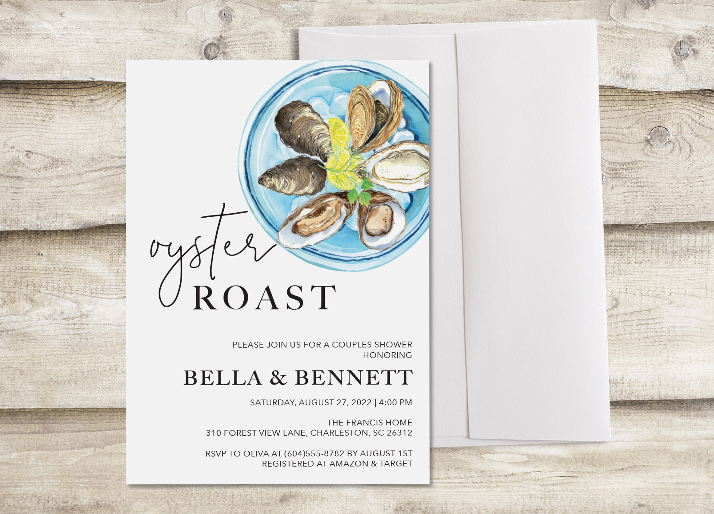 Oyster Roast Bridal Shower Invitation Seafood Raw Bar Couples - Etsy