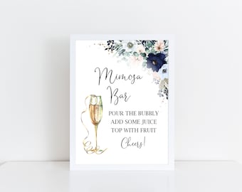 Printed Mimosa Bar Card Stock Sign for Bridal or Baby Shower (FRAME NOT INCLUDED), Pour Some Bubbly, Cheers! Wedding Couples Brunch Sign