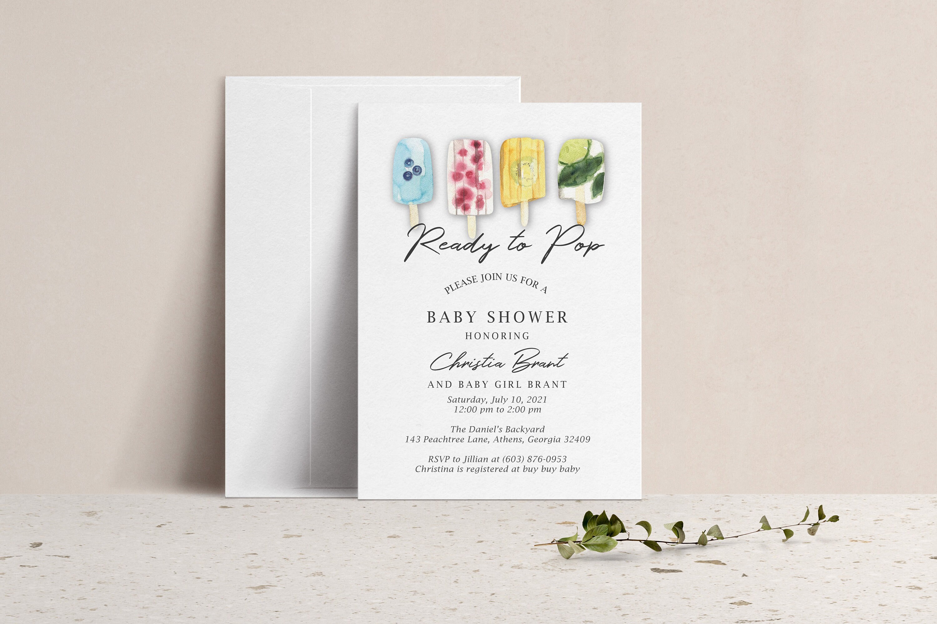 Ready to Pop Baby Shower Invitation Couples Backyard Gender Reveal Invitation Gender Neutral BBQ Shower Invitation Popsicle