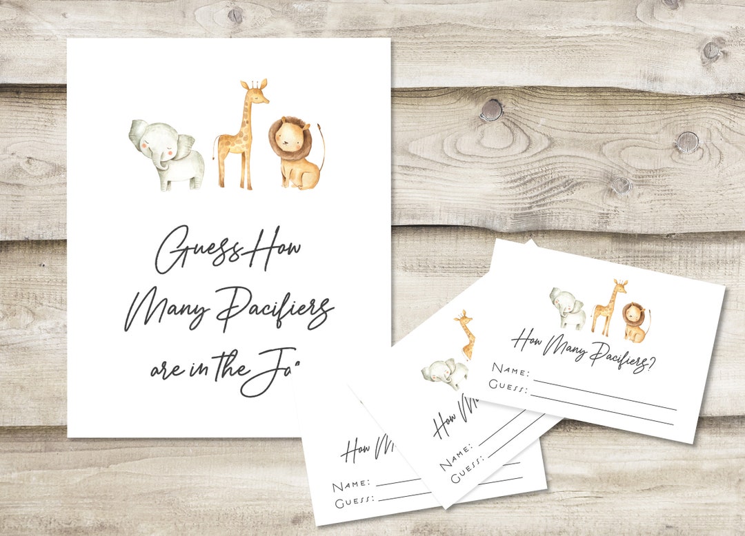 Printed Guess How Many Pacifiers Are in the Jar Sign With 3.5x5 Inch