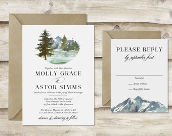 Modern Mountains Outdoor Wedding Invitation Suite: - Etsy