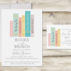 Books and Brunch Baby Shower Invitation with Book Insert Card, Brunch and Books, Gender Neutral Shower Invite, Baby Sprinkle Invitation
