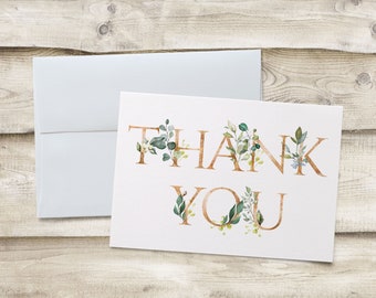 Greenery Thank You Cards, Baby Shower Thank You Note Cards, Wedding Shower Thank You Cards, Wedding Shower Thank You Note Cards