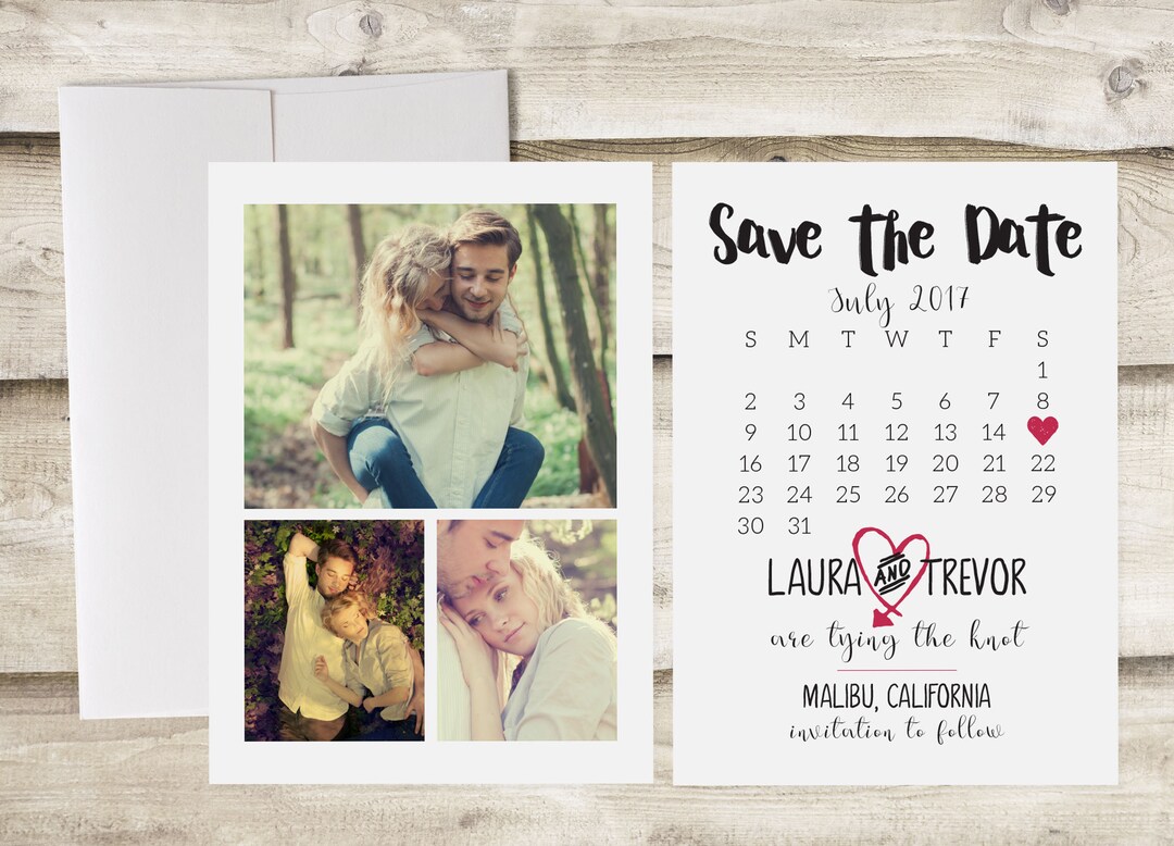 Photograph Save the Date Card, Calendar Save the Date, Save the Date With Photo, Save Our Date
