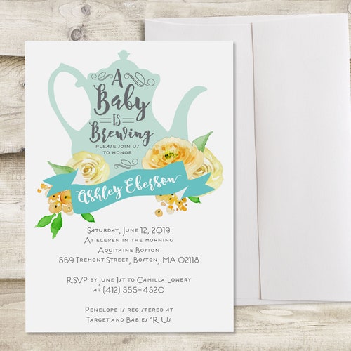 Baby Shower Tea Party Invitation Bridal Shower Tea Party Etsy
