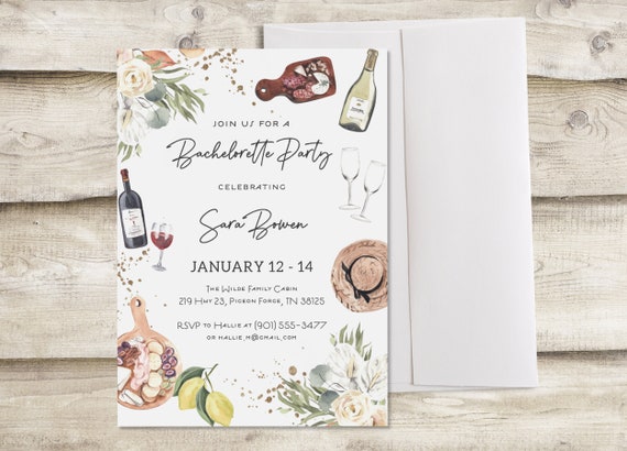 Wine Tasting Or Destination Bachelorette Party Invite Weekend Etsy Canada