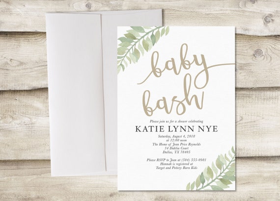 Greenery Baby Bash Invitation Couples Baby Shower Invitation Etsy