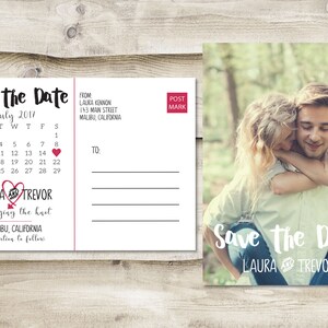 Calendar Save The Date Postcard, Postcard Save the Date, Wedding Save the Date Postcards, Wedding Invitation Postcards, Photo Save the Dates