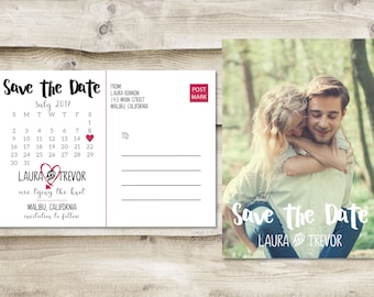 Calendar Save The Date Postcard, Postcard Save the Date, Wedding Save the Date Postcards, Wedding Invitation Postcards, Photo Save the Dates