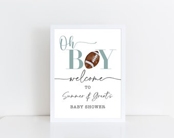 Digital Welcome Sign for Baby Shower or Sprinkle, Football Touchdown Sporting Event Baby Boy Gender Neutral Shower Signage, Tailgating