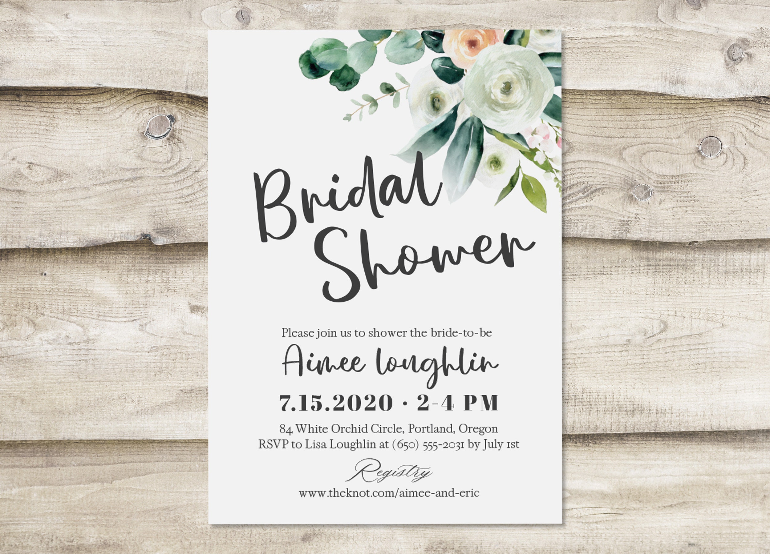 Bridal Shower Invitation with Wishing Well Insert Card Etsy