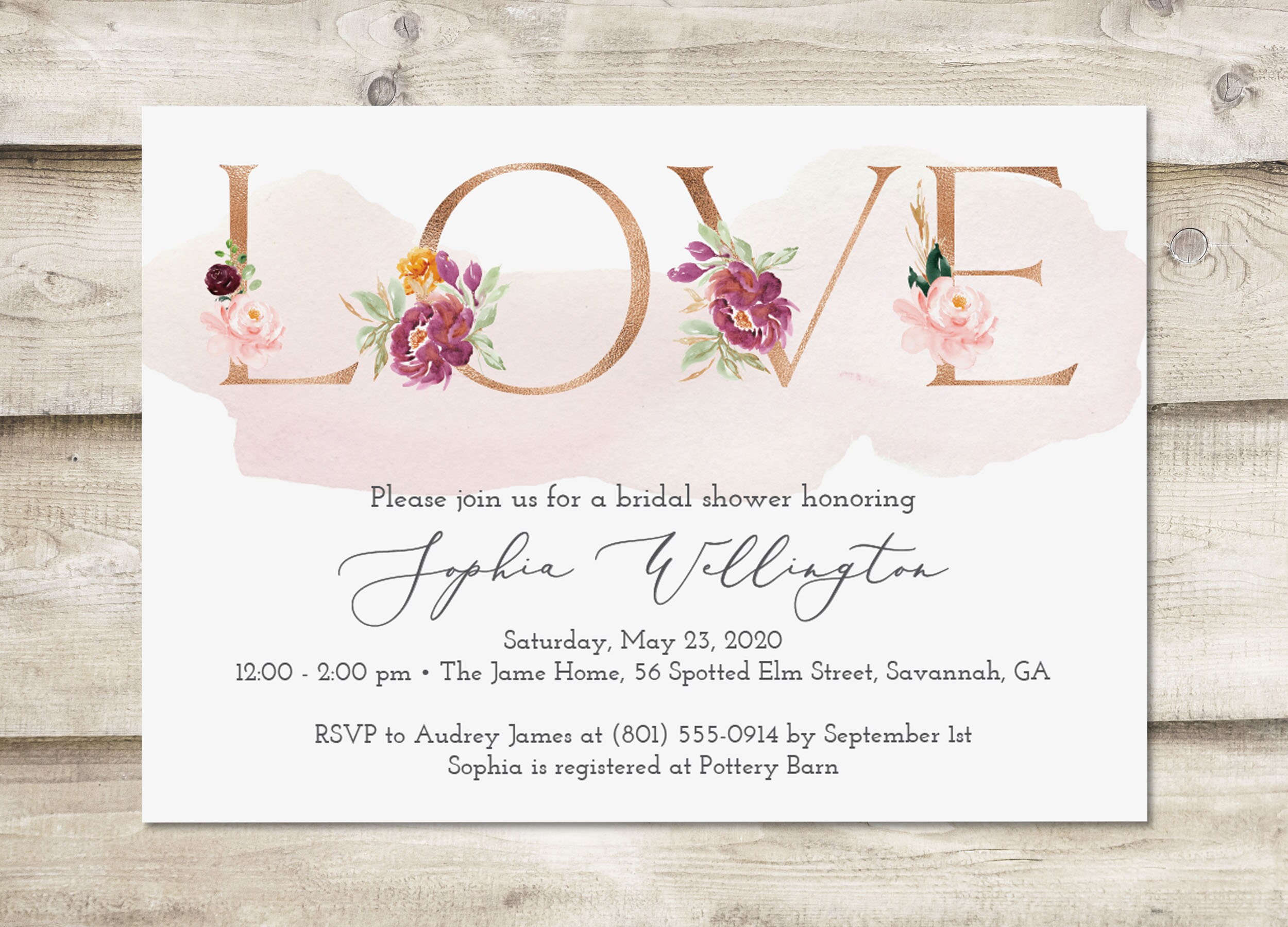 Love is in Bloom Floral Bridal Shower Invitation Garden Etsy