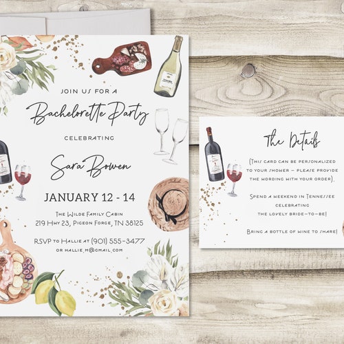 DEMI Napa Bachelorette Party Invitation Wine Bachelorette - Etsy